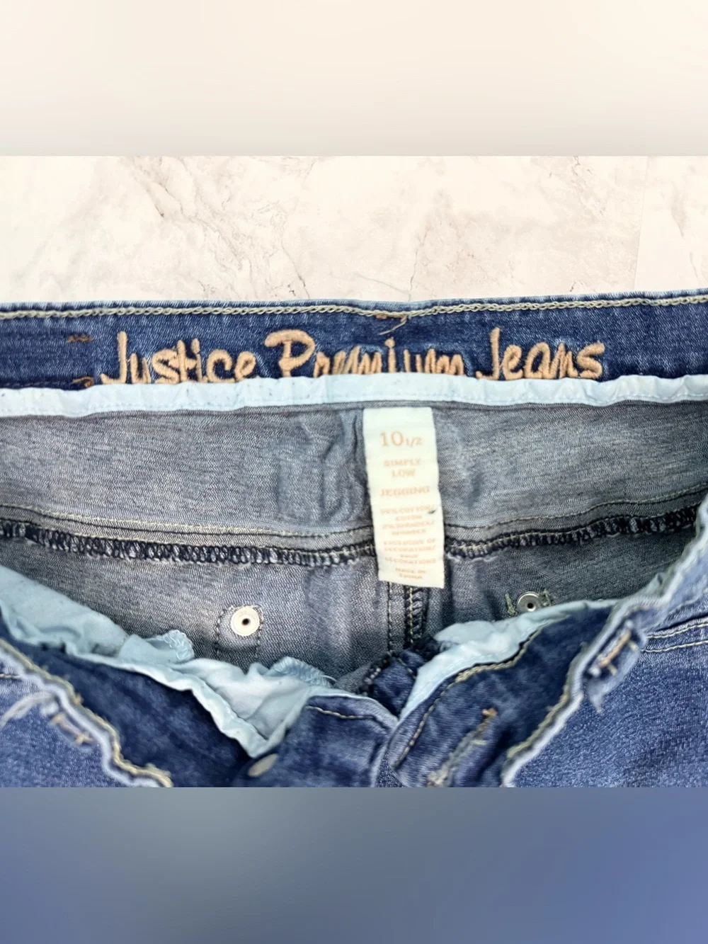 Justice Distressed Dark Blue Skinny Jeans